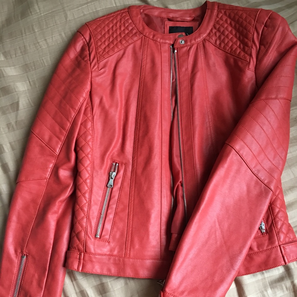 Red orange pleather jacket